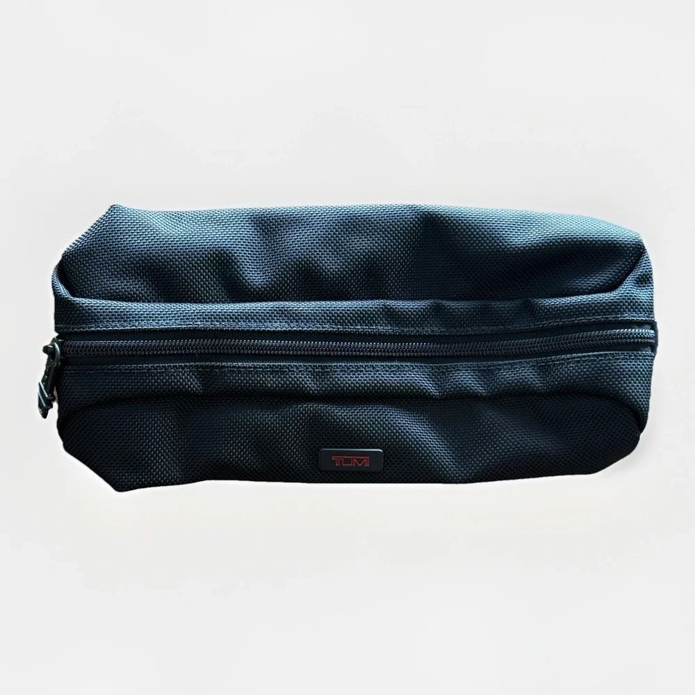 TUMI Black Ballistic Nylon Travel Toiletry Kit Zip Pouch Bag Portable Business